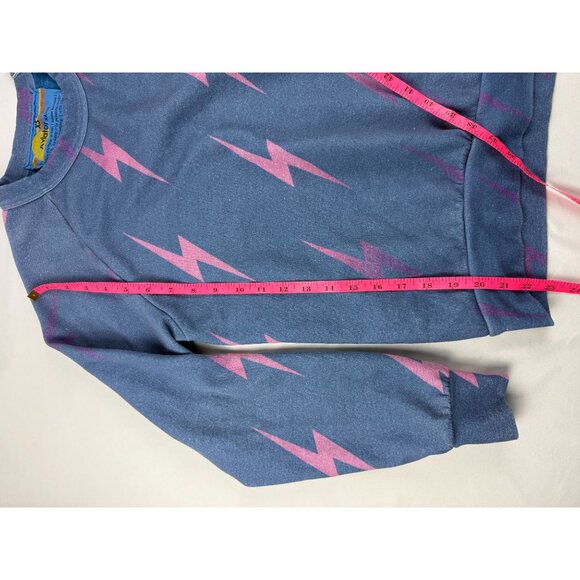 Aviator Nation Lightning Bolts Sweatshirt Womens XS Blue Fade All Over Ombre - Picture 7 of 7